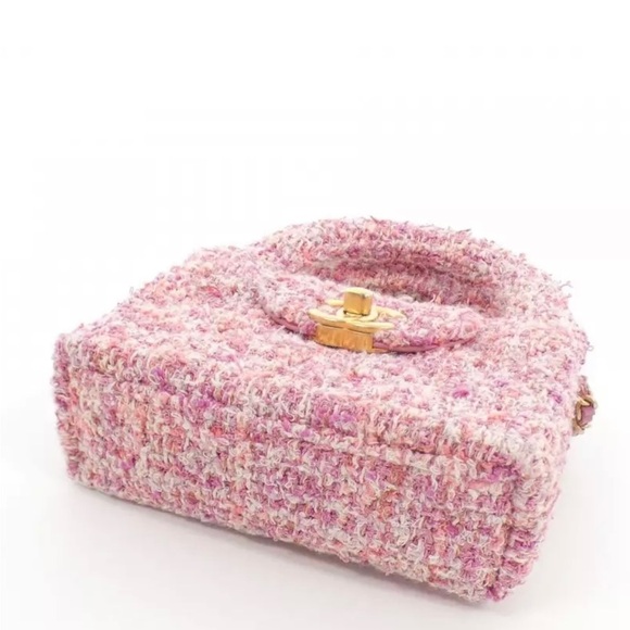 NEW Chanel Kelly Pink Tweed Top Handle Nano Mini Shopper Bag 23K Collection - Picture 3 of 7